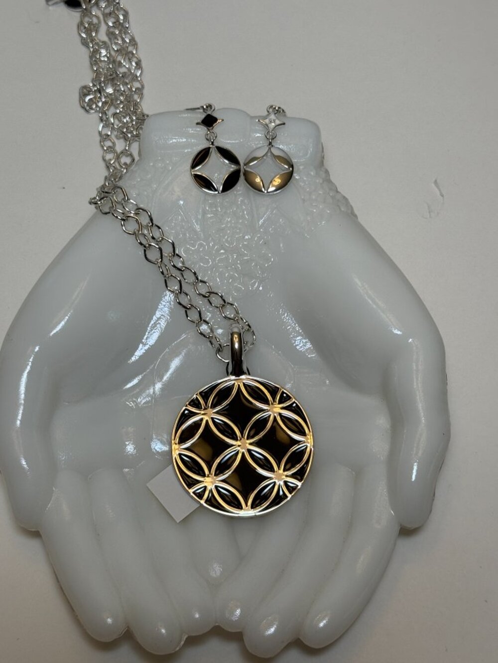 4 Looks in One Purchase! Reversible Necklace Earrings Pendant Set Geometric